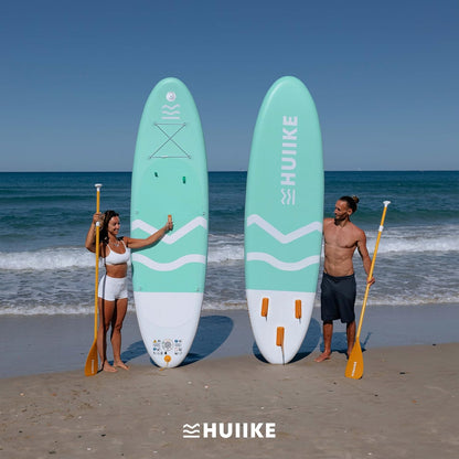 HUIIKE Opblaasbaar surfboard met accessoires, peddel, bronnen, opblaasbaar, stand-up paddleboard, hoge stabiliteit en weerstand, 305 x 84 x 15 cm, belastbaar tot 130 kg