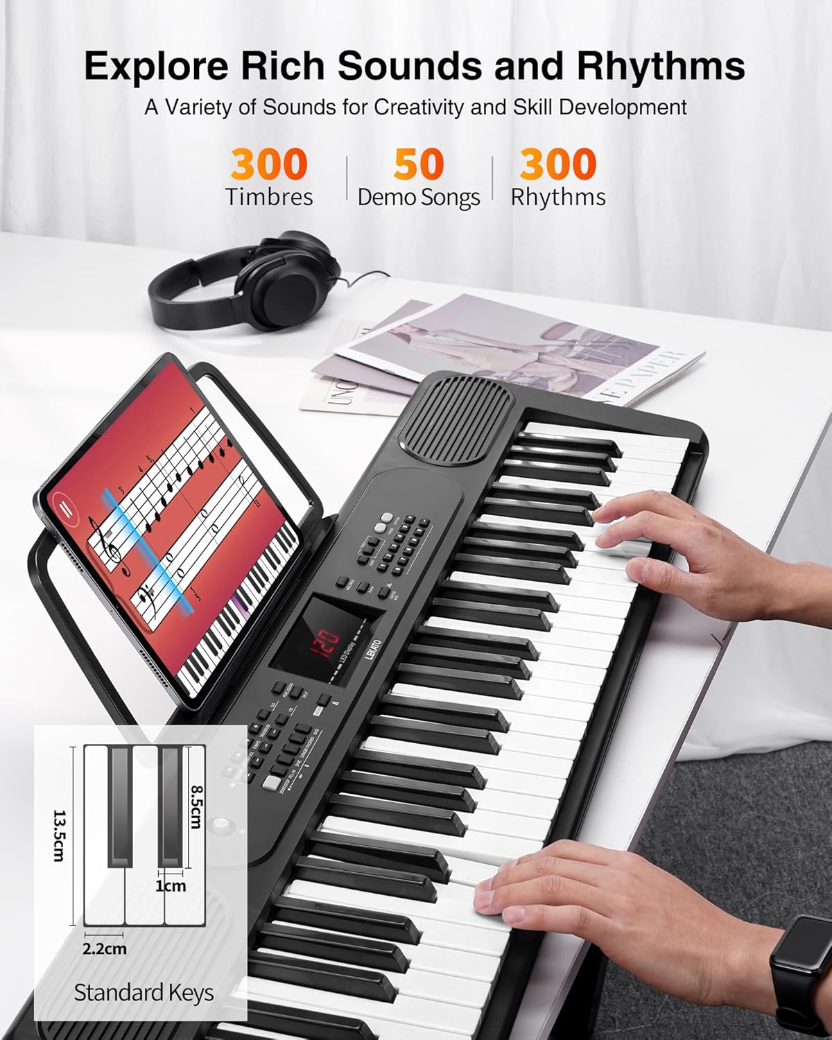 Digitale Piano – Keyboard – Elektronisch Toetsenbord – Piano Keyboard – Elektrische Piano – Inclusief Muziekstandaard – Compact Zwart