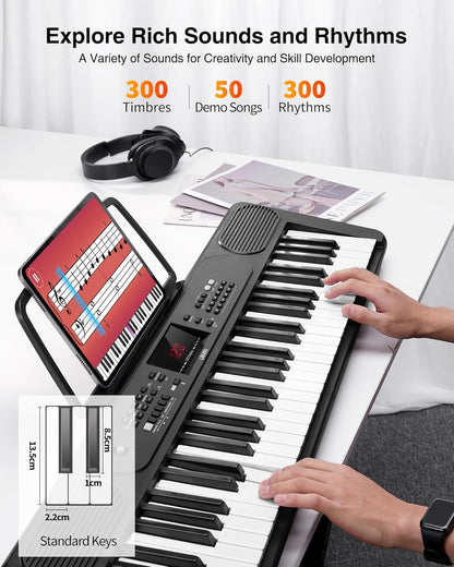 Digitale Piano – Keyboard – Elektronisch Toetsenbord – Piano Keyboard – Elektrische Piano – Inclusief Muziekstandaard – Compact Zwart