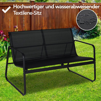 Brixy Tuinset - Loungeset - Tuinmeubelen - Tuinbank - Tuinstoelen - Tuintafel - Glazen blad - 4 Persoons - Zwart/Antraciet