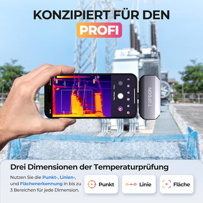 TOPDON Warmtebeeldcamera TC002C, iPhone15/16-serie, 512 x 384 superresolutie 256 x 192 IR-resolutie, temperatuurbereik -20 tot 550 °C, 25 Hz, 40 mK gevoeligheid, infraroodcamera iOS Type C-apparaten