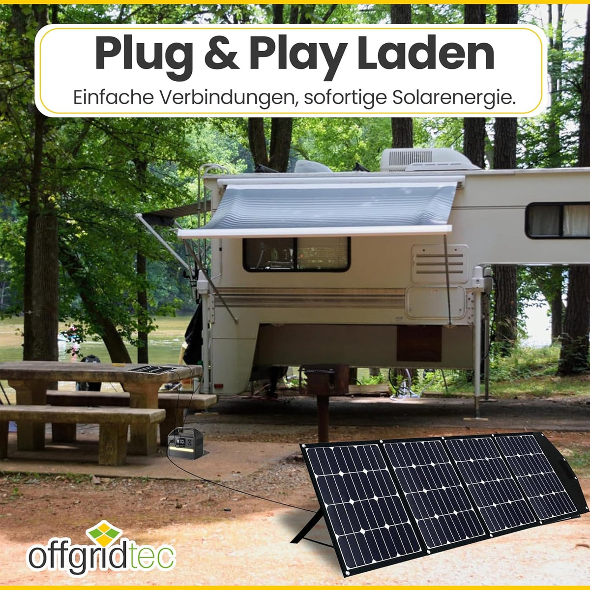 Offgridtec© FSP-2 180W Opvouwbaar zonnepaneel met Sunpower Back-Contact cellen zonder laadregelaar met praktische draaggreep en opbergruimte voor kabels. Voor camping, reizen, boot, caravan