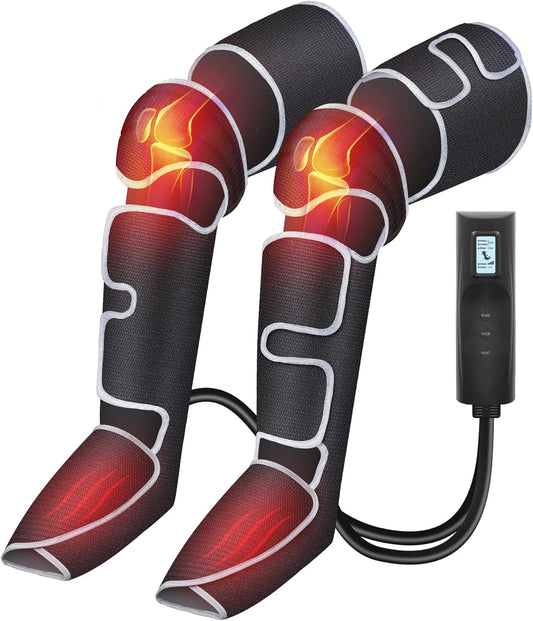 COMFIER Beenmassageapparaat, compressie-kuit-knie-voet-warmtemassageapparaat voor bloedcirculatie en spierontspanning, 3 warmte-instellingen en 3 intensiteiten, cadeau