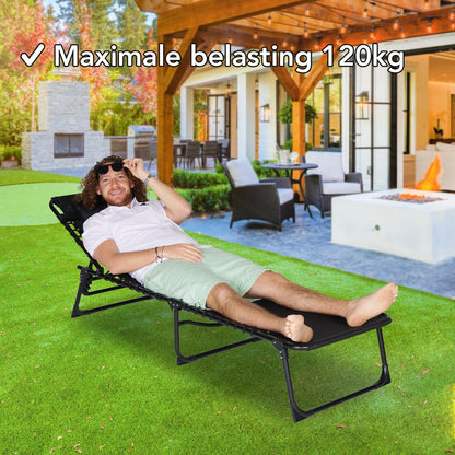 Brixy Sunbeds (set of 2) - Foldable - Includes Pillow - Sun beds - Sun loungers - Adjustable - Garden - Weatherproof - Anthracite - QUORE