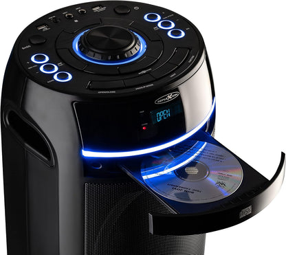 Mobiele Bluetooth Party Speaker Zwart – Discoluidspreker – Partybox – Bluetooth Speaker – Luidspreker – Ingebouwde Cd-Speler – Ledverlichting Met Meerdere Lichtstanden