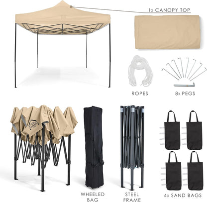 All Seasons Gazebos: Pop-up tuinhuisje 3 x 4,5 m volledig waterdicht - Beige