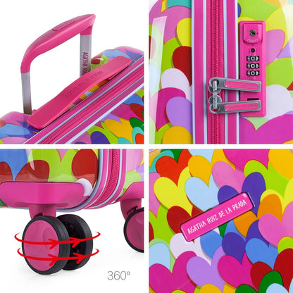 AGATHA RUIZ DE LA PRADA - Middelgrote Koffer. Suitcase - Medium Trolley Reiskoffer van AGATHA RUIZ DE LA PRADA. Lichtgewicht Polycarbonaat Harde Schaal 4 Wielen Cijferslot, Fuchsia