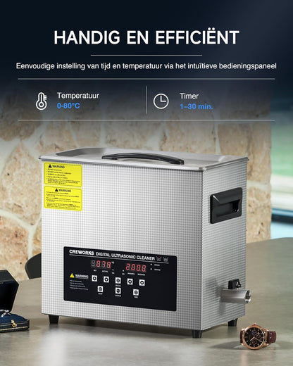 6L Ultrasoonreiniger – Ultrasone Reinigingsmachine – Schoonmaakapparaat – Ultrasone Cleaner – Ultrasone Wasbak – Roestvrijstalen Tank – Verwarming tot 80°C – Digitale Timer