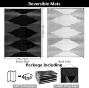 Buiten Vloerkleed - Buitenkleden - Buitentapijt - Opvouwbaar - UV-bestendig - Waterdicht - Buitenmatten - voor Buiten - Balkon - Strand - Picknick -Terras - Rechthoekig - 270 x 365 cm - Zwart