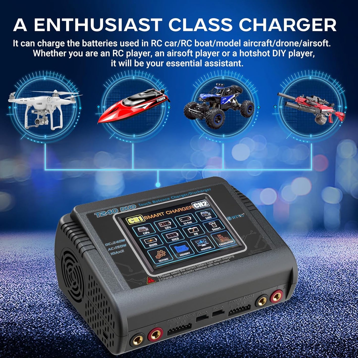 Lipo Balance Oplader – RC Oplader – Batterijlader – Acculader – Balanslader – Veilig Laden – Dubbel Kanaal 10A – 150W AC / 240W DC – Compatibel XT60 Deans Tamiya
