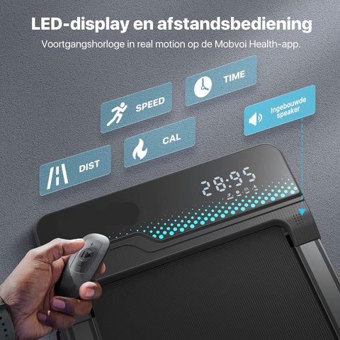 Loopband - Elektrische Loopband - Wandelpad - Wandel-Joggingmachine - met Helling - Ruimtebesparend - 2.25 pk - LED-display - Instelbare Snelheid - 12 km/u - voor Thuis - Onder het Bureau - 123 x 52 x 13 cm - Zwart
