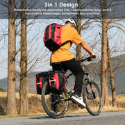 3-in-1 Fietstas - Fietstassen - Dubbele Fietstas - Multifunctioneel Bagagedragertas - Scheurvast - Grote Bagagetassen - met Regenhoes - 70L - Nylon - Rood