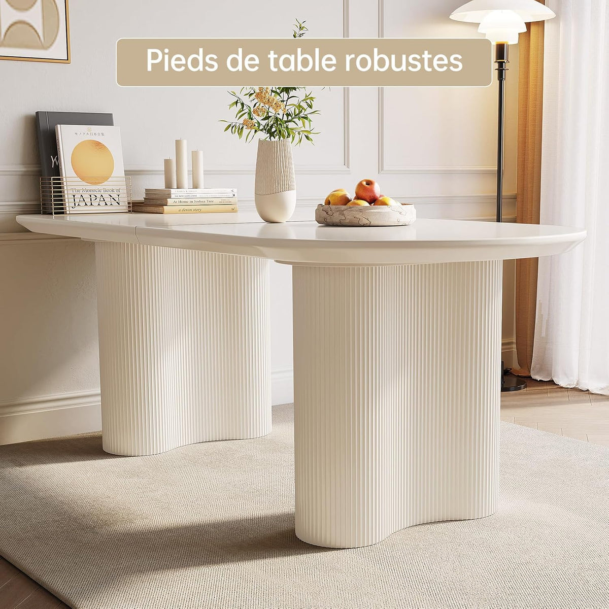 Modern Dining Room Table Set Rectangular with 4 to 6 Chairs White Ideal for Kitchen or Living Room (1 Table with 4 Chairs (1.60 m)) - QUORE