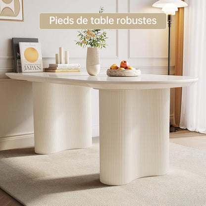 Modern Dining Room Table Set Rectangular with 4 to 6 Chairs White Ideal for Kitchen or Living Room (1 Table with 4 Chairs (1.60 m)) - QUORE