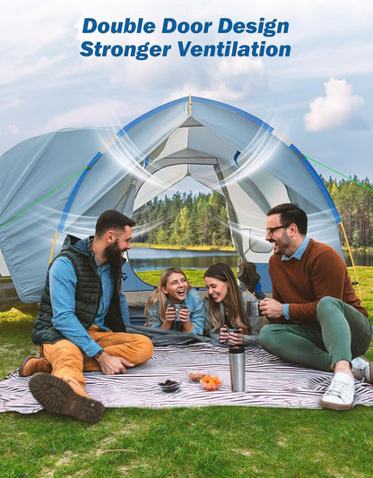 JOYTUTUS SUV-tent voor camping, 4-6 personen, 234 x 234 x 210 cm (l x h), waterdicht PU 2000 mm, dubbellaags, ontwerp met dubbele deur, outdoor, camping, reizen, blauw