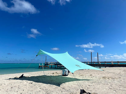 Neso Tents Beach Tent with Sand Anchor, Portable Awning, Sunshade, 2.1 x 2.1 m, Patented Reinforced Corners, Sea Foam