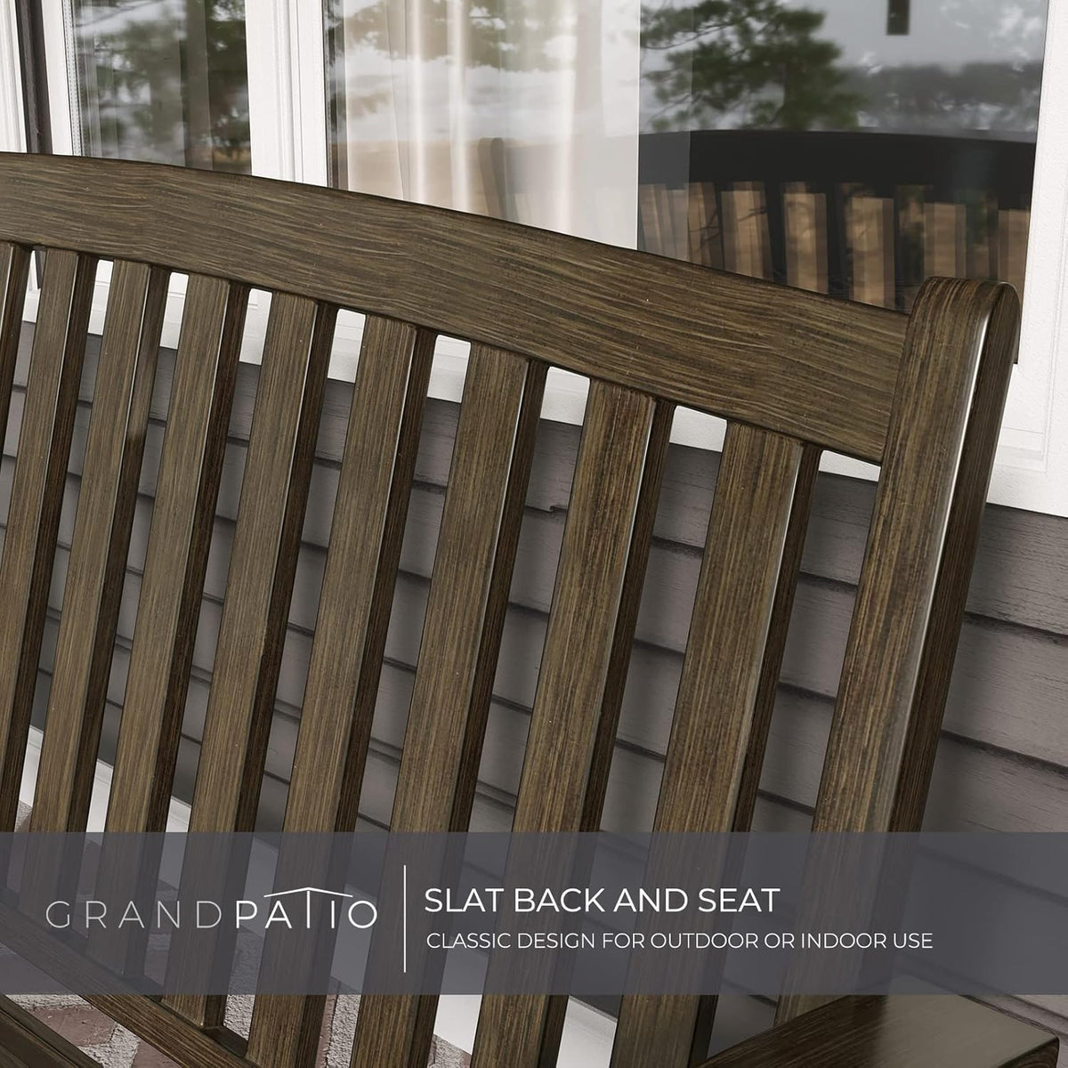 Grand patio Buitenbank, tuinbank met roestwerend aluminium stalen metalen frame, kleur naar keuze, geschikt voor binnen, buiten, terras, park (donkerbruin)