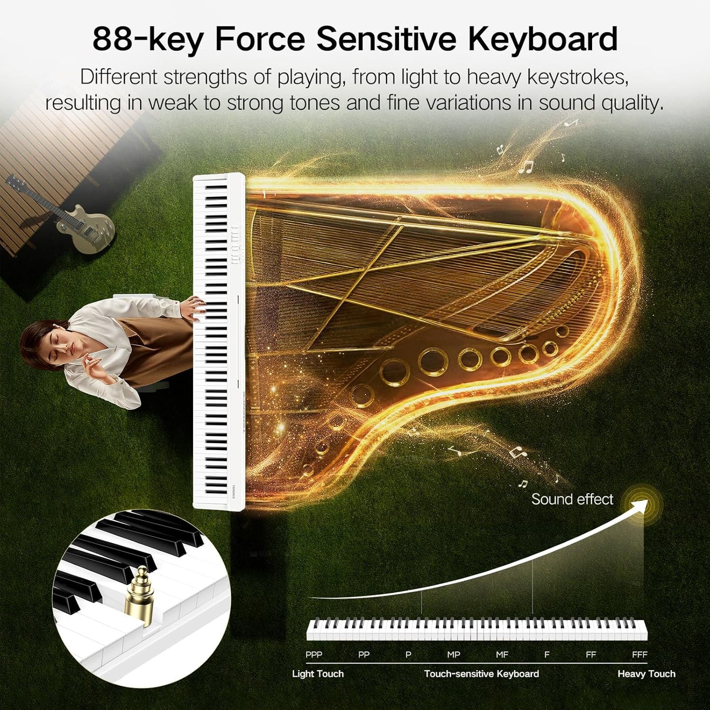 Digitale Piano – Keyboard – Pianotoetsenbord – E-Piano – Elektrische Piano – Wit – 88 Toetsen En Halfgewogen Toetsen – Bluetooth En Opnamefunctie