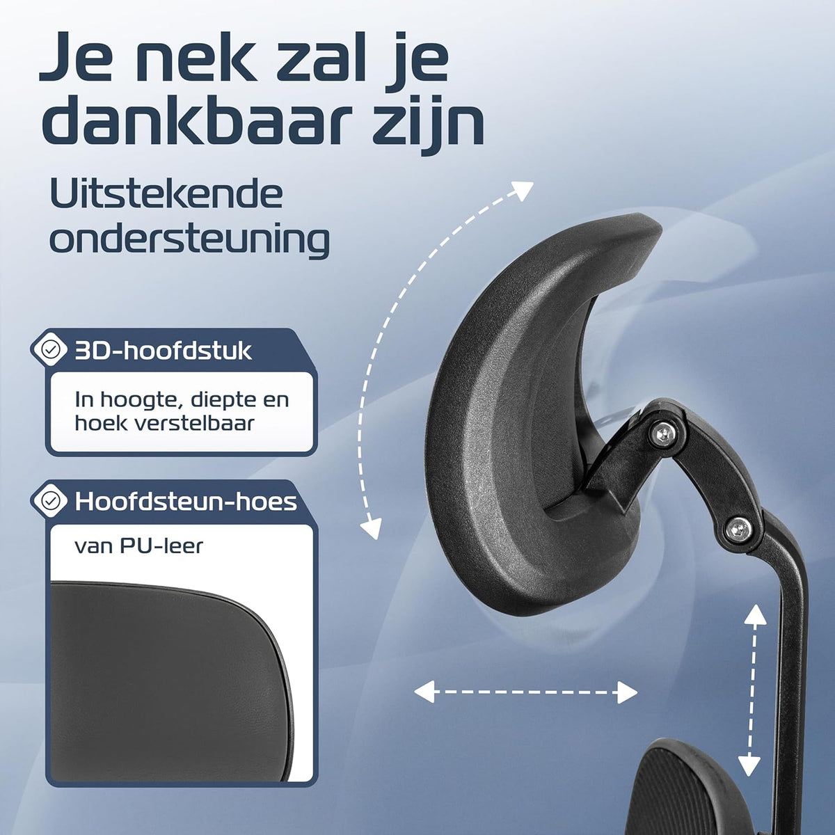 Ergonomische Bureaustoel – Kantoorstoel – Gaming Stoel – Bureaustoel Mesh – Draaistoel – Verstelbare 4D-Armleuningen – Orthopedisch Rugkussen – Max. 150 kg Draagvermogen