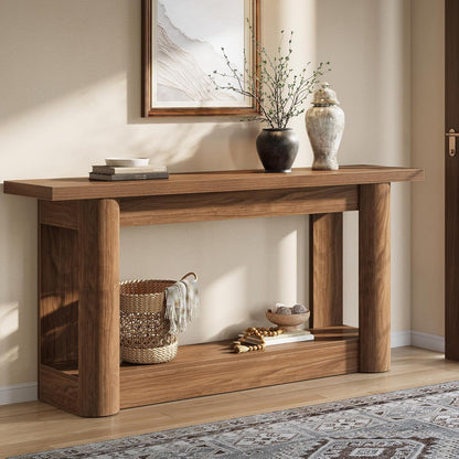 Tribesigns Console Table, Narrow Hallway Table, Long Sofa Table Behind the Sofa, 2-Step Entrance Table, Side Table for Hallway, Entrance, Living Room, Rustic Brown