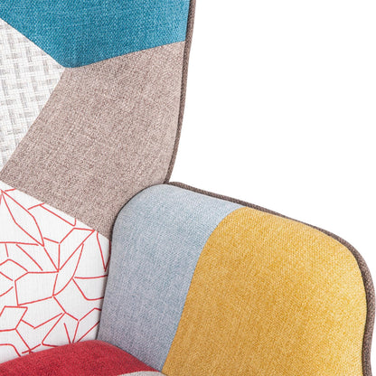 Gardenia Quebec Patchwork Relax Chair 69x75x95 - Rustic, Multicolor, Patchwork Chair - Relaxed, Living Room