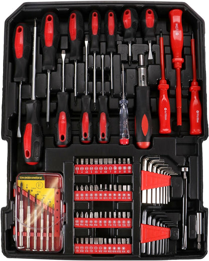 Gereedschapsset – Toolset – Klusset – Reparatieset – 299 Onderdelen – Aluminium Koffer – Wieltjes Met Uitschuifbaar Handvat – Hoogwaardig Koolstofstaal
