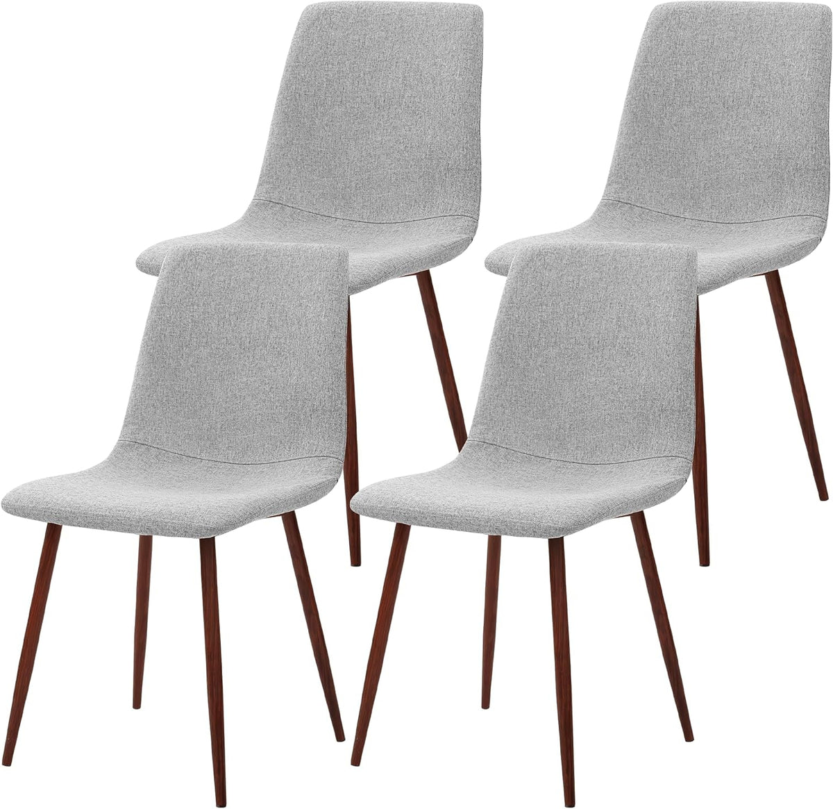 CangLong Set of 4 Dining Chairs, Retro Upholstered Kitchen Chairs for Kitchen, Dining Room, Modern Fabric Lounge Chairs with Metal Legs, Grey - QUORE