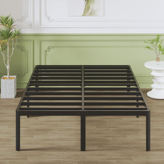Lutown-Teen Metalen Tweedepersoonsbed 160x200 cm, Stevig Frame met Ronde Hoekpoten 41 cm, Grote Opbergruimte, Geluidsloos, Eenvoudig Montage, Zwart