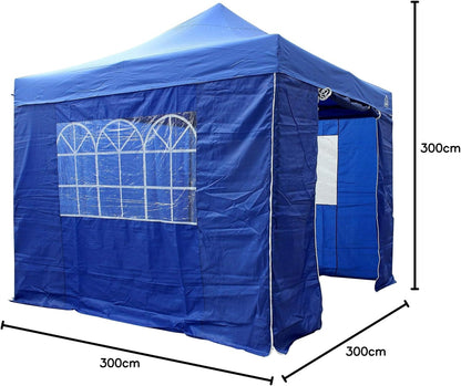 AllSeasonsGazebos 3M x 3M Waterdichte Gazebo Party Tent met Roestvrij Frame en Wiel Draagtas 3m x 3m Royal Blauw