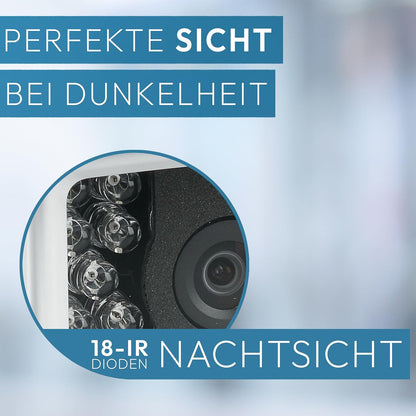 VSG 24 23132 Transporter achteruitrijcamera, Heavy Duty, camera incl. adapterkabel, 600TV resolutie, nachtzicht, 120° hoek, 12 V, IP67 - wit