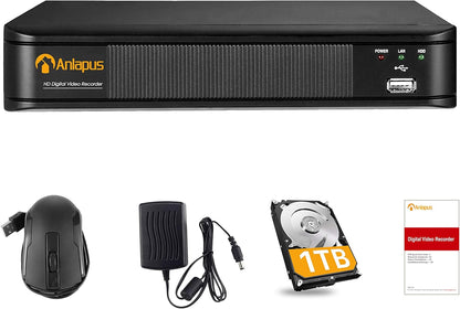 Anlapus 8-kanaals 1080P HD DVR netwerk video recorder recorder met 1TB harde schijf, ondersteunt TVI/CVI/AHD/960H 720P 1080P CCTV-systeem