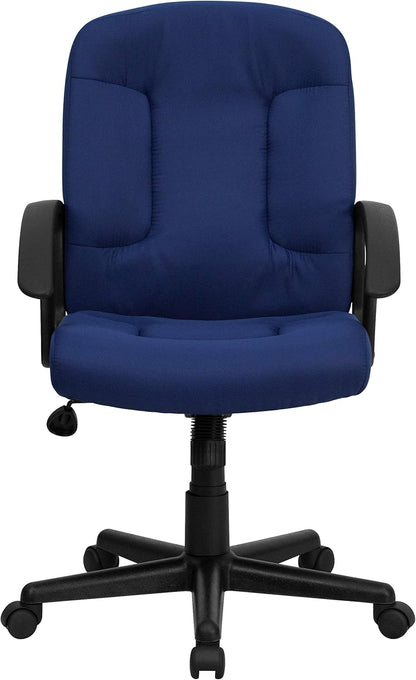 Bureaustoel – Kantoorstoel – Werkstoel – Stofferige stoel – Bureaufauteuil – Marineblauw – Middelhoge Rugleuning – Ademend Stofzitting