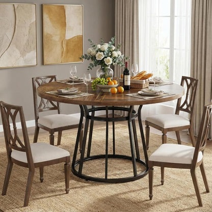 Ronde Eettafel – Eettafel Rond – Keukentafel – Ontbijttafel – Tafel 120 cm – Robuust Metalen Onderstel – 4 Personen