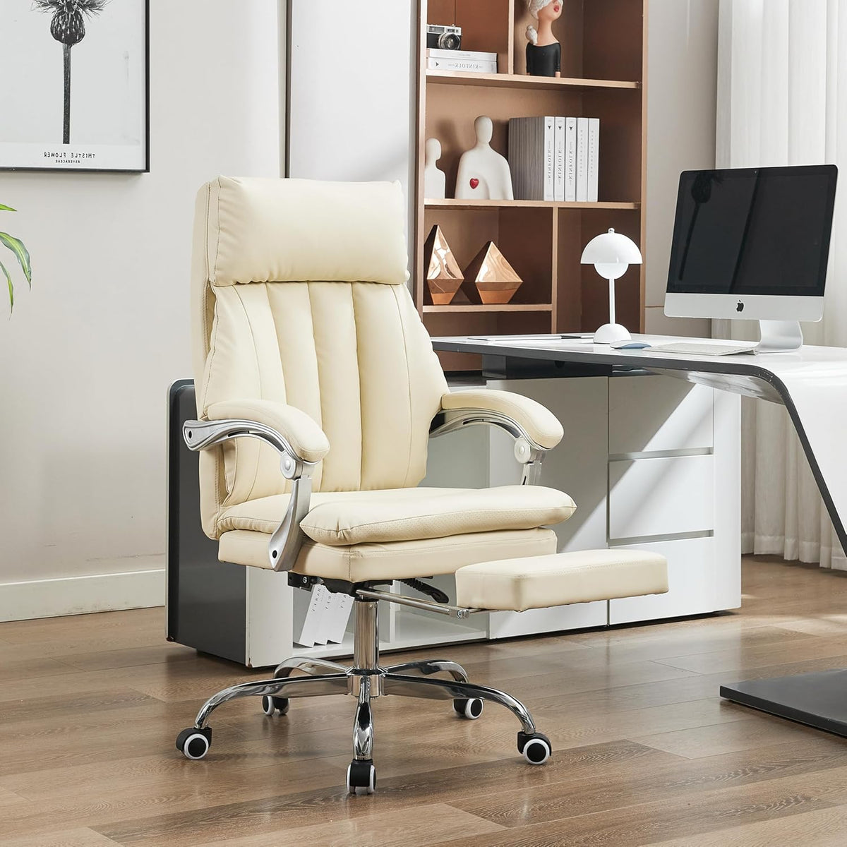 Relaxstoel – Fauteuil – Bureaustoel – Loungestoel – Ligstoel – Ergonomisch Ontwerp – PU Leer Met Voetensteun