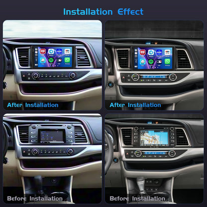 4+128G autoradio voor Toyota Highlander 2015-2018, Android 15 met 10 inch In-Cell scherm, ondersteunt draadloze CarPlay en Android Auto, Mirror Link, FM/RDS-radio, GPS, wifi, Bluetooth en SWC.