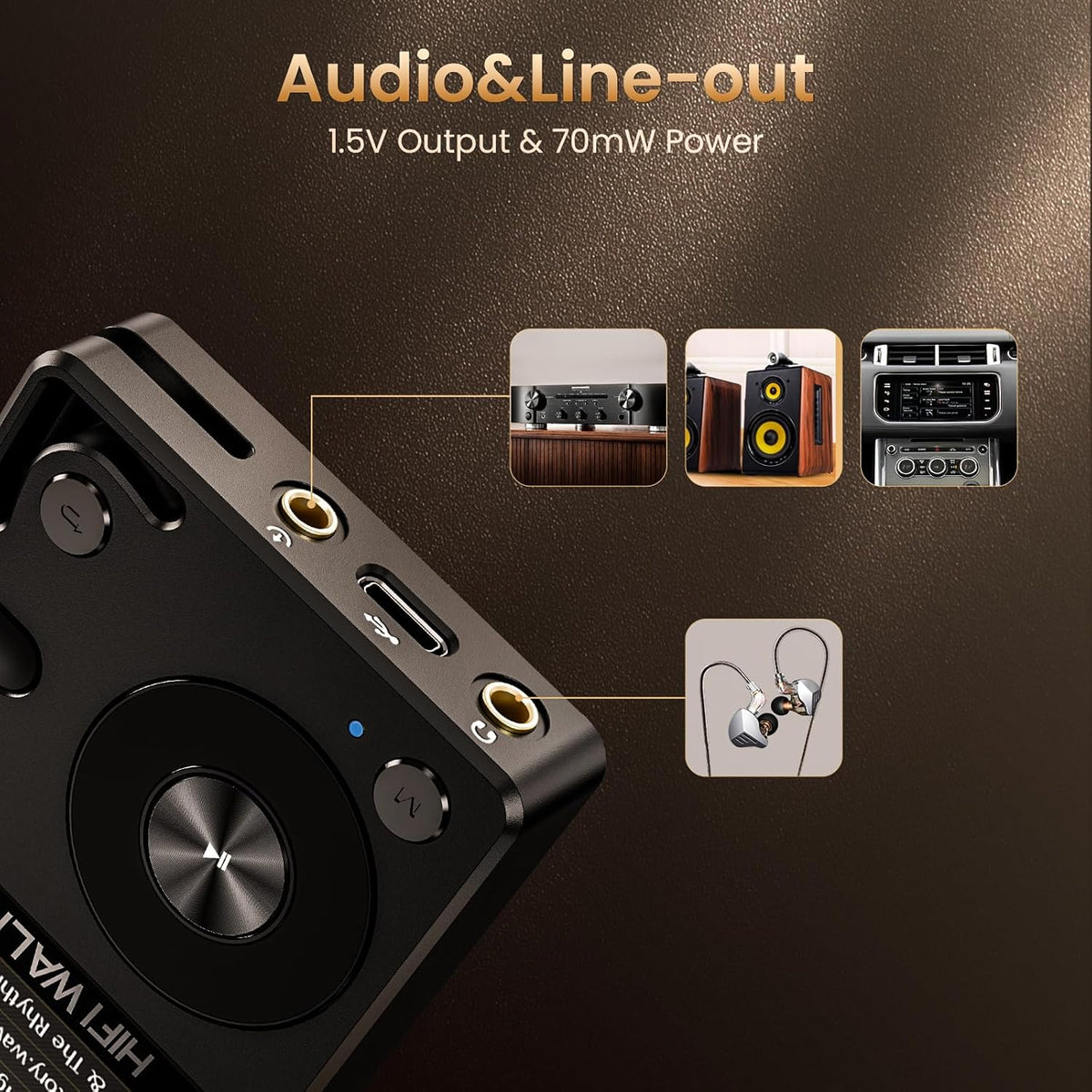 HIFI WALKER H2 MP3 Player with Bluetooth, DSD DAC Hi-Res FLAC Player, Lossless Music Player, Portable Digital Audio Player with 64GB Storage, Expandable Storage Up to 256GB - QUORE