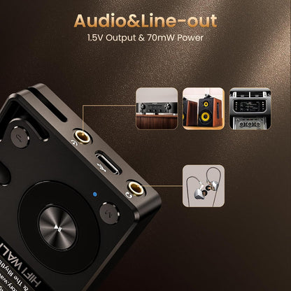 HIFI WALKER H2 MP3 Player with Bluetooth, DSD DAC Hi-Res FLAC Player, Lossless Music Player, Portable Digital Audio Player with 64GB Storage, Expandable Storage Up to 256GB - QUORE