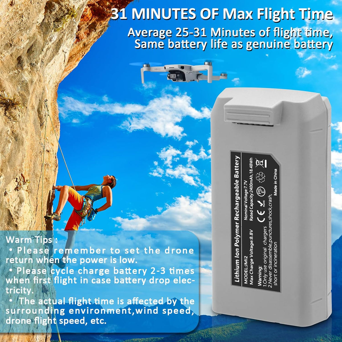 Mini Drone Accu Set – Vervangbare Batterij – Reserve Accu – Droon Accu – Vliegaccu – 2400 mAh Capaciteit – Slimme LED Triple Oplader Tweerichtingsfunctie
