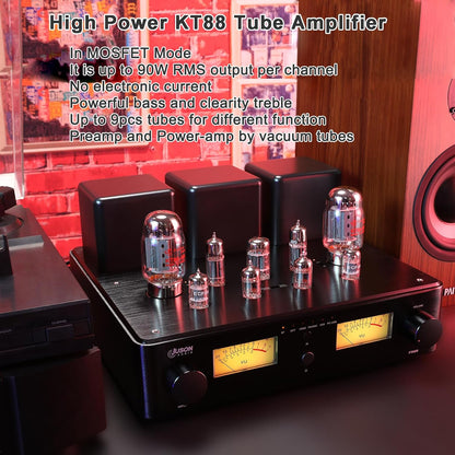 Juson Audio FTA88 Upgrade KT88 ventielbuisversterker, klasse A, hifi-vacuümversterker met BT 5.4 Mosfet, enkelvoudig, dual mode-afstandsbediening, aptX-HD (FTA88 2025)
