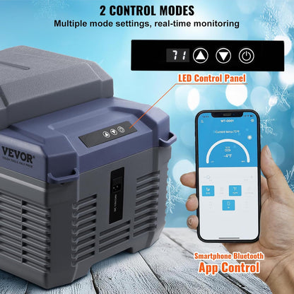 VEVOR Auto Koelkast, 12 Volt Auto Koelkast Koelkast, 12.7QT Single Zone Draagbare Vriezer, -4 °F -46 °F Verstelbaar bereik, 12/24V DC en 100-240V AC Compressor Koeler voor Outdoor, Camping, RV