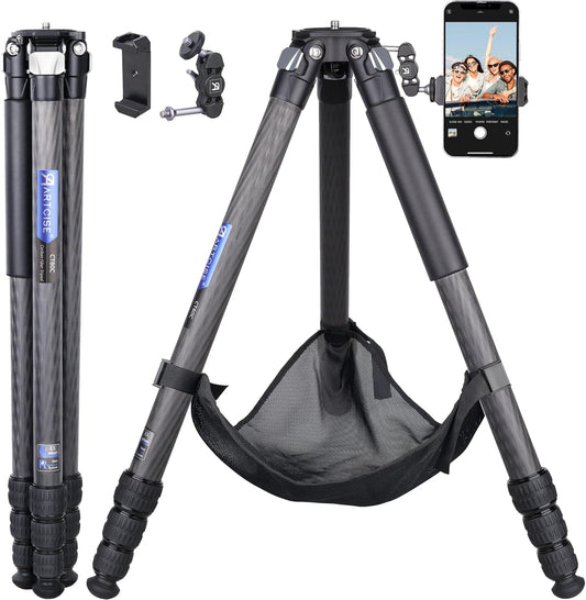 Compact koolstofvezel statief met stenen tas ARTCISE CT80C krachtige reiscamerastandaard voor Canon, Sony, Nikon, DSLR-camcorder, maximale belasting 25 kg