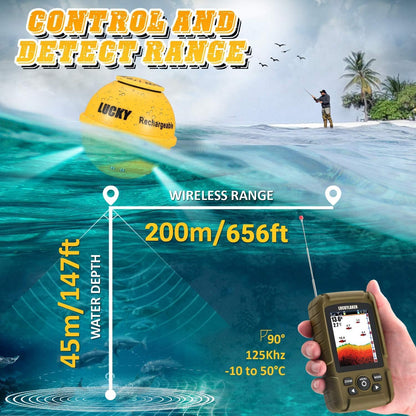 LUCKY Draagbare Sonar Viszoeker Bootdiepte Vissen Fischfinder Waterdicht Handheld Draadloze Visvinder Kajak Dieptemeter voor ijsvissers