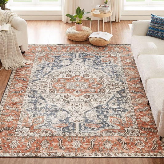 CHOSHOME Machinewasbare vloerkleden voor woonkamer, grote vintage vloerkleden voor slaapkamer, zachte laagpolige tapijten antislip tapijt, oosters tapijt voor keuken, eetkamer, buiten 200 x 290 cm