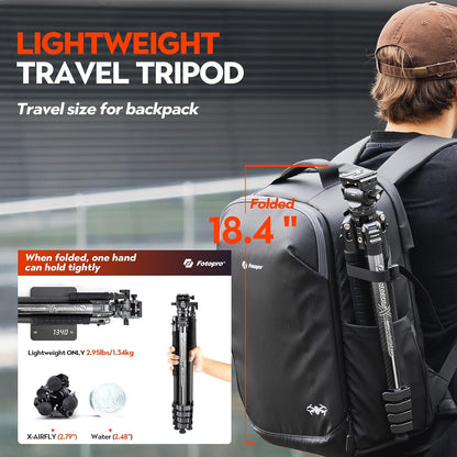 Reiscamerastatief – Camerastatief – Fotostatief – Reisstatief – Carbonvezelstatief – Ultralicht 1,34 Kg – Vloeistofkop Met 360° Panoramische Kogelkop