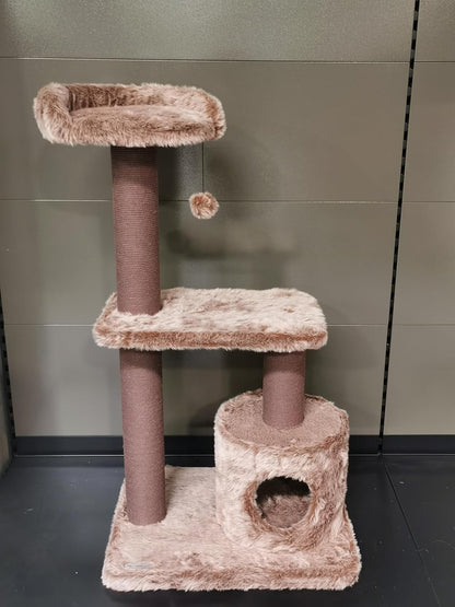 Flamingo Hathi Krabpaal – bruin – 78 x 49,5 x 121 cm – grootste selectie hoogwaardige krabpalen met platforms, verstoppingen en krabpalen van sisal