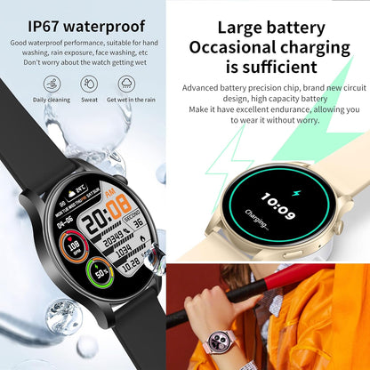 Smartwatch Damen met Bluetooth Bellen, 1,43" AMOLED Touchscreen Slimme Horloge, 5ATM Waterdicht 123 Sporthorloges, SpO2, Hartslagmeter, Slaapmonitor, Fitnesstrackerhorloge voor Android iOS (Roze)