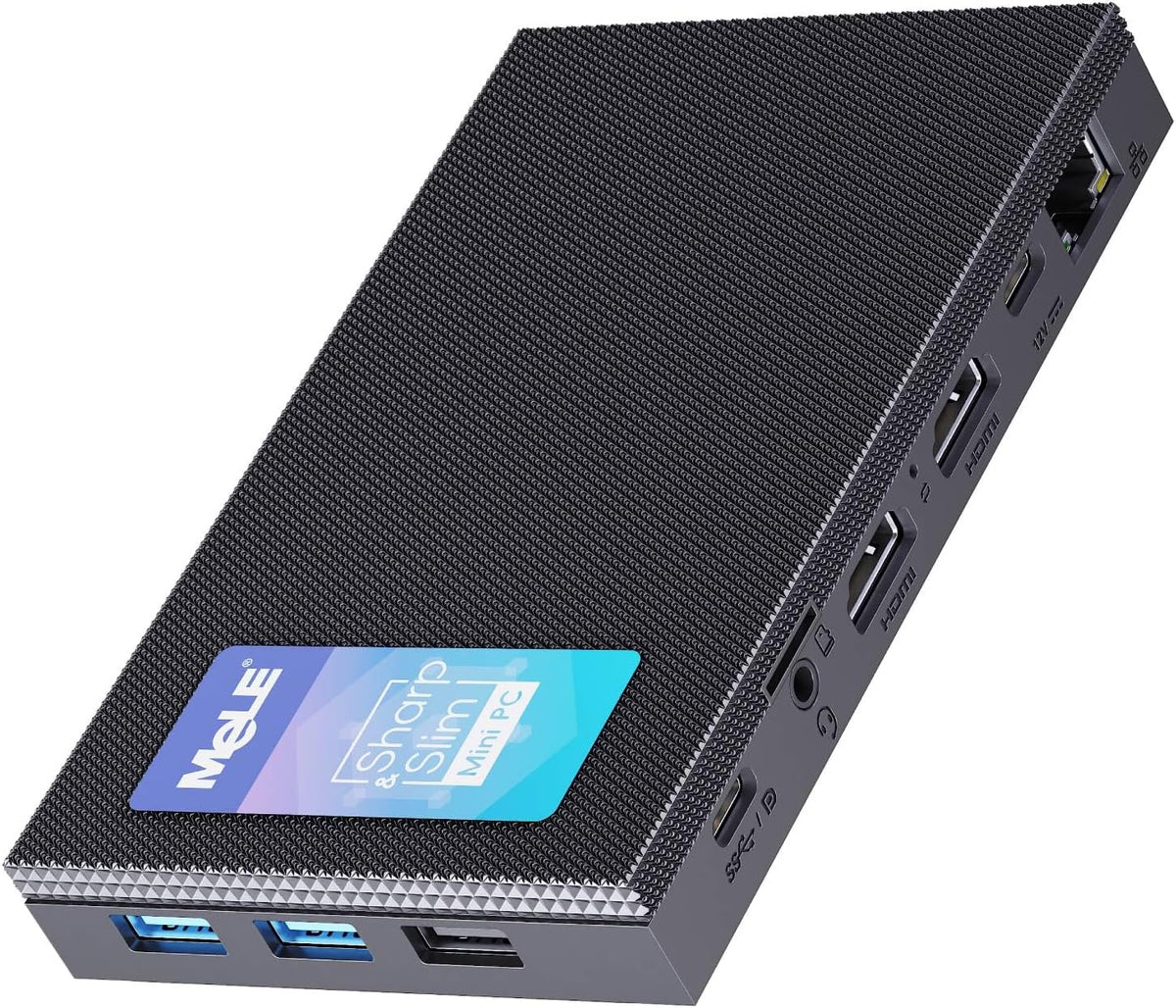 MeLE Quieter4C Mini PC Zonder Ventilator 12e Alder Lake N100 (tot 3,4GHz)16GB LPDDR4x 512GB Desktop Personal Computer Win 11 Pro 4K Drievoudige weergave Dubbel HDMI Alles-in-één USB-C BT5.1 Ethernet