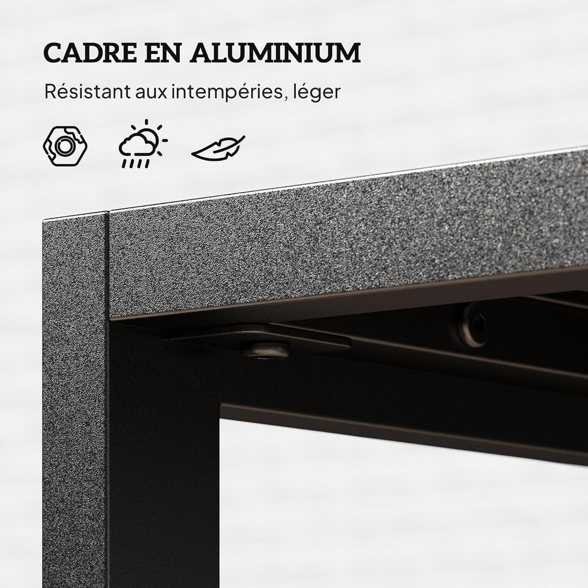 Outsunny Garden Table with Aluminium Table for Balcony, Patio, 90 x 50 x 42 cm, Black - QUORE