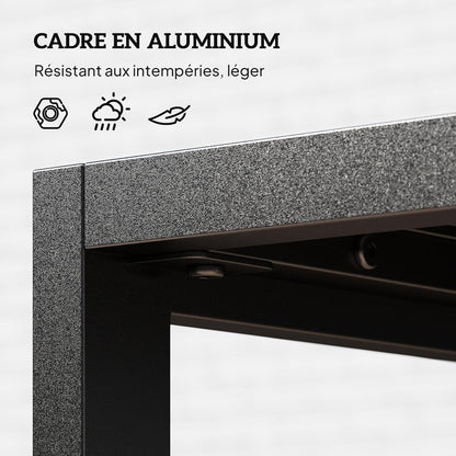 Outsunny Garden Table with Aluminium Table for Balcony, Patio, 90 x 50 x 42 cm, Black - QUORE