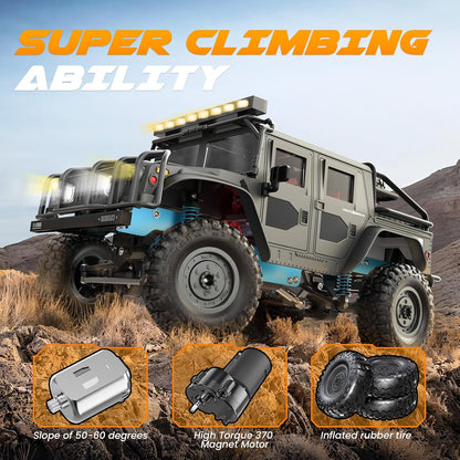 SIMREX 1:12 Schaal All-Terrain Afstandsbediening Auto, 4WD RC Auto's met 2,4 GHz, RC Klimtruck, IPX4 Waterdicht Off-Road Voertuig met Twee Oplaadbare Batterijen, Voor Kinderen Tieners Volwassenen